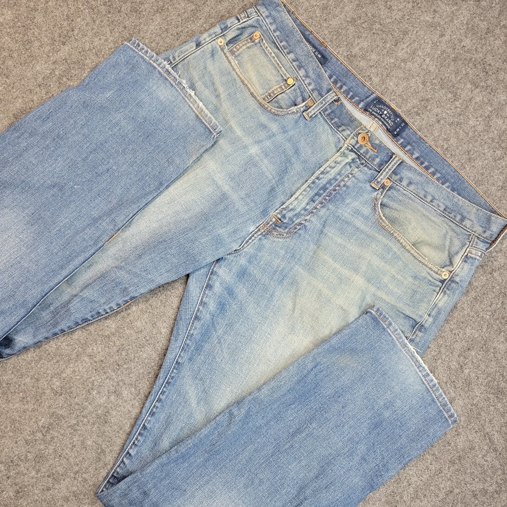 Lucky Brand Jeans Mens 36x32 Blue Denim 121 Heritage Slim Fit Streetwear Grunge